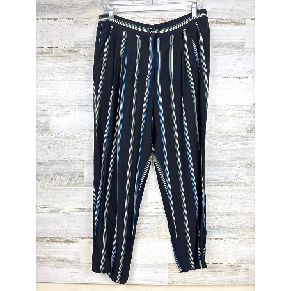 Bimba Lola Womens 4 Black Striped Relaxed Lightweight Casual Dress Pants Work